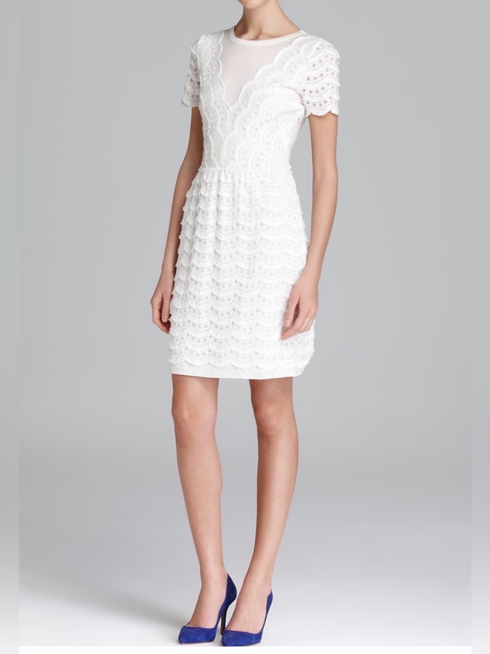 Marc by Marc Jacobs Marshmallow Scalloped Tier Lace Dress